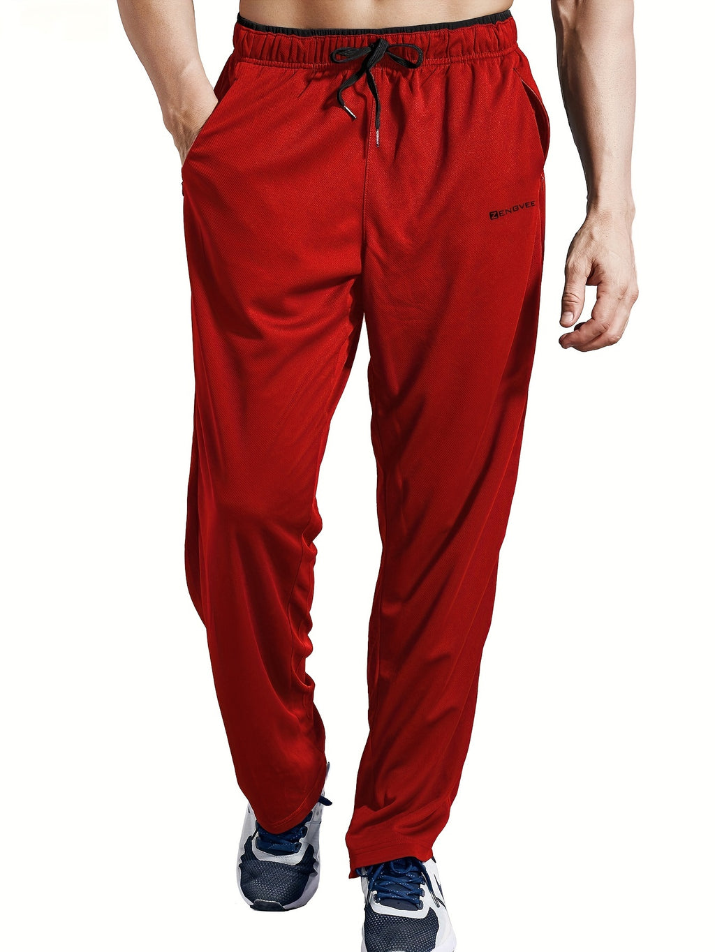 ZENGVEE Men's Trendy Pants With Zipper Pockets, Active Stretch Breathable Trousers For Men's Outdoor Jogging, Workout, Gym, Running, Training Activities