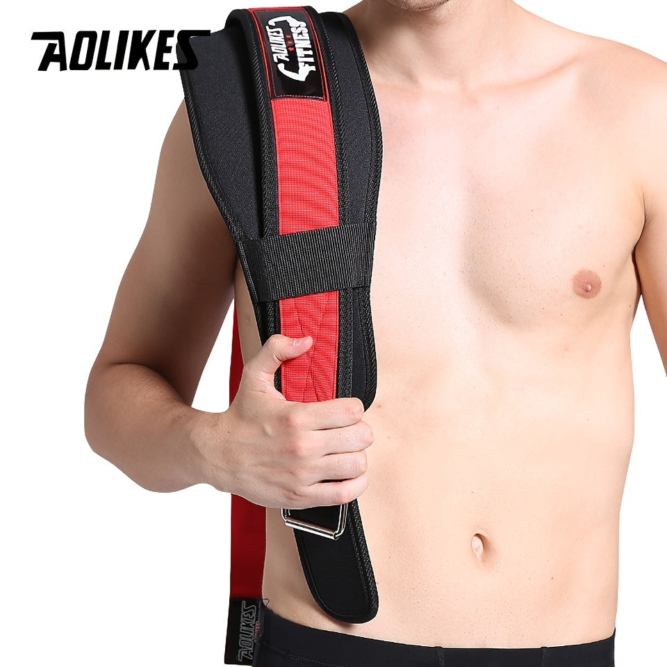 [Heavy Duty Weightlifting Belt] Aolikes Heavy Duty Adjustable Weightlifting Belt for Men & Women - Pull-On Closure, Breathable Mesh, Ergonomic Design for Squats, Deadlifts, Gym Training - Black/Red/Yellow, Core Support, Sleek