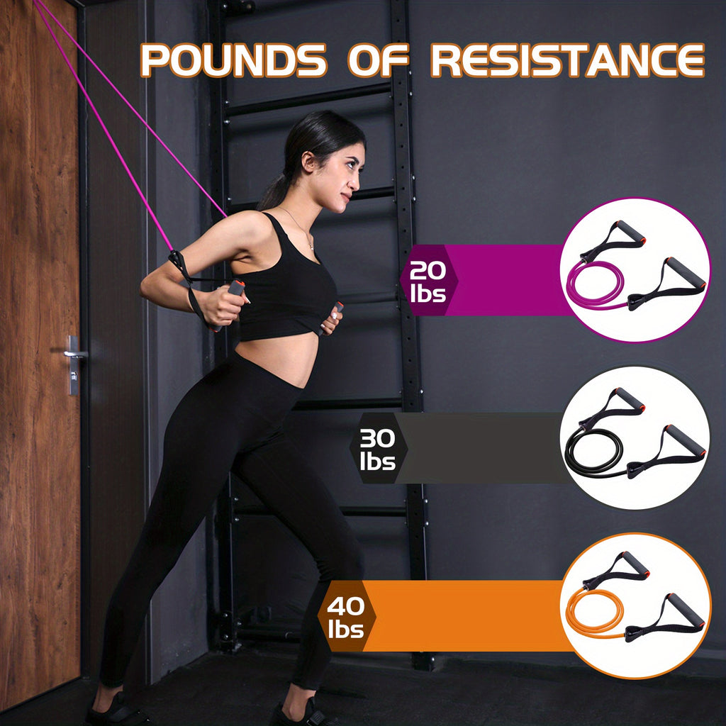 High Quality Latex Resistance Band With Big Handles And Door Anchor, Exercise Bands, Workout Bands, Suitable For Fitness Strength Training, Yoga, Pilates, Home Gym