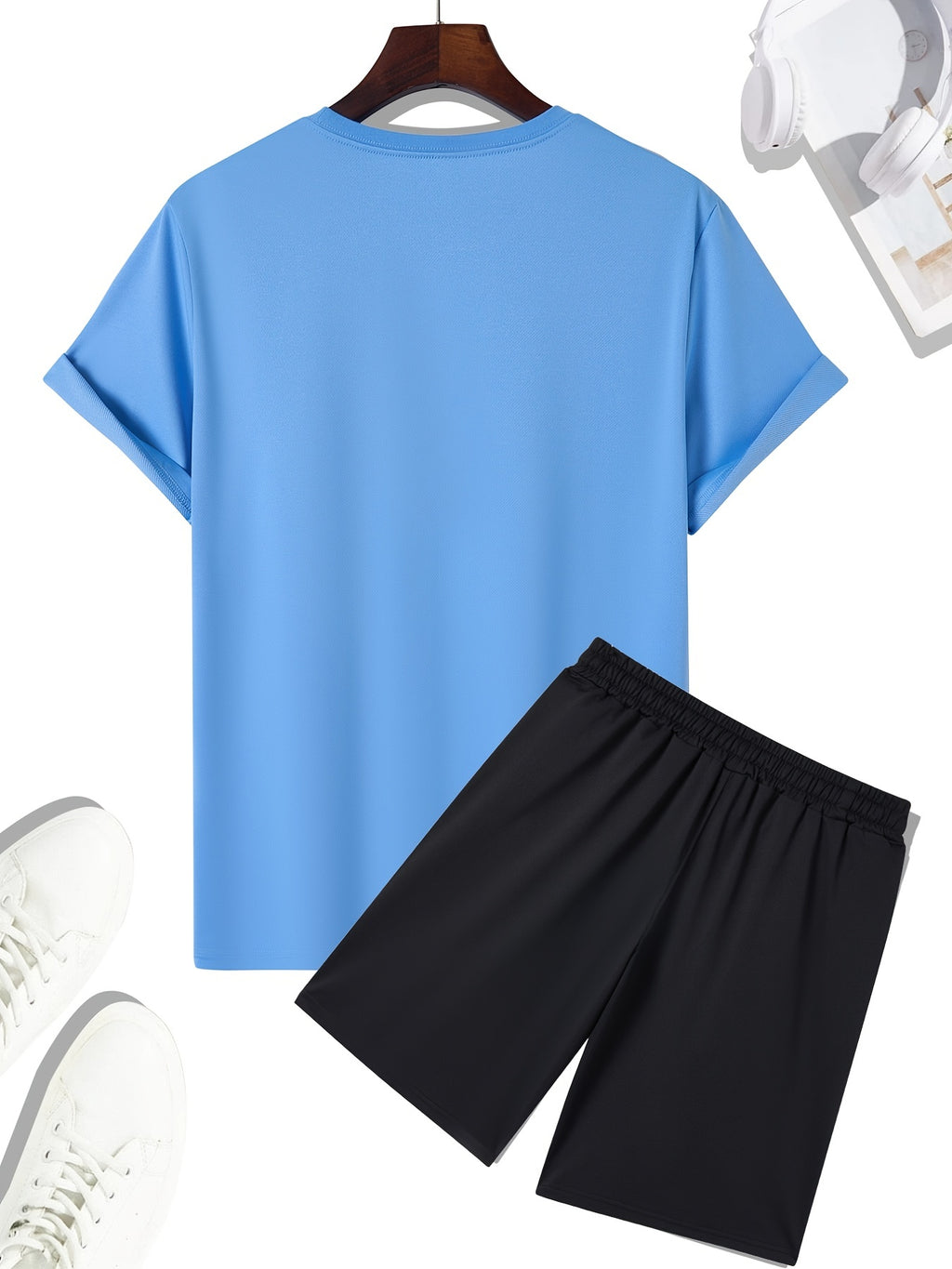 Men's Outfit Set, Palm Tree Graphic Tee & Drawstring Shorts, Teenager 2 In 1 Sports Wear For Gym Workout Jogging