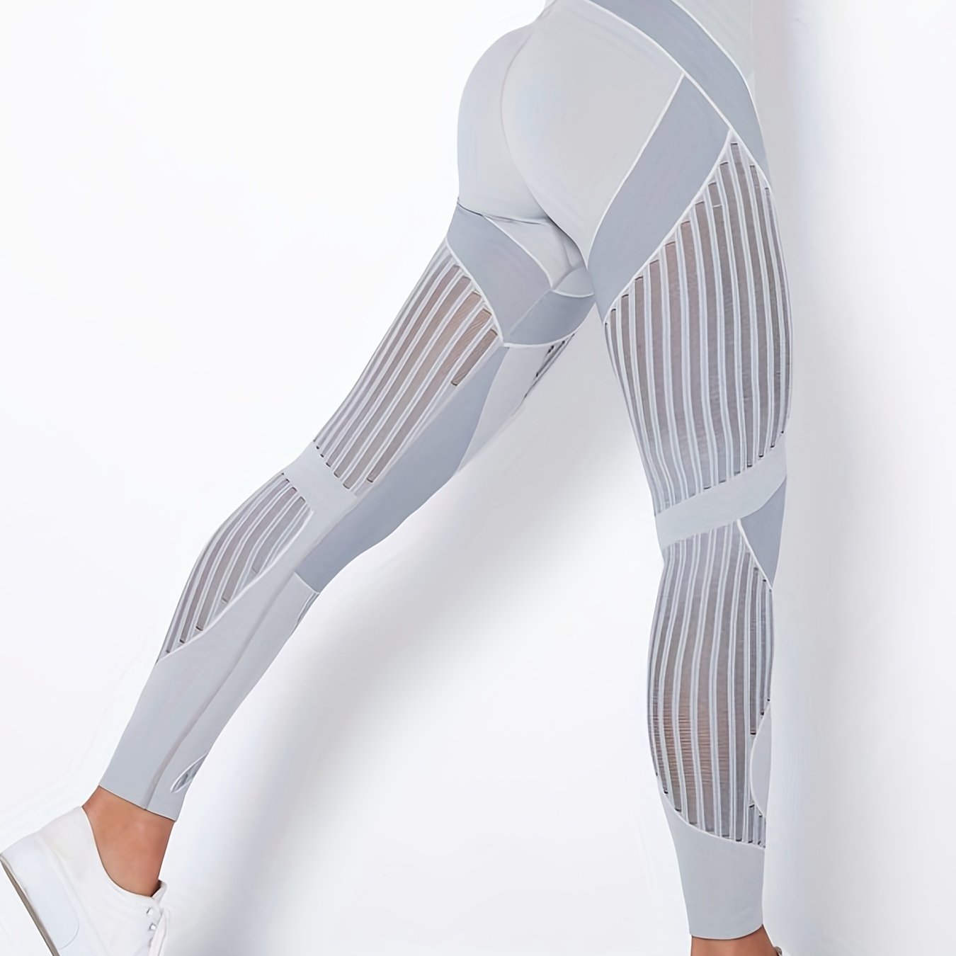 [Breathable Yoga Leggings] Breathable Stretchy Fabric Women's High-Waisted Yoga Leggings | Tummy Control Seamless Workout Pants with Butt-Lifting Hollow Mesh Design for Gym, Running & All-Season Wear | Stylish Sportswear | Op