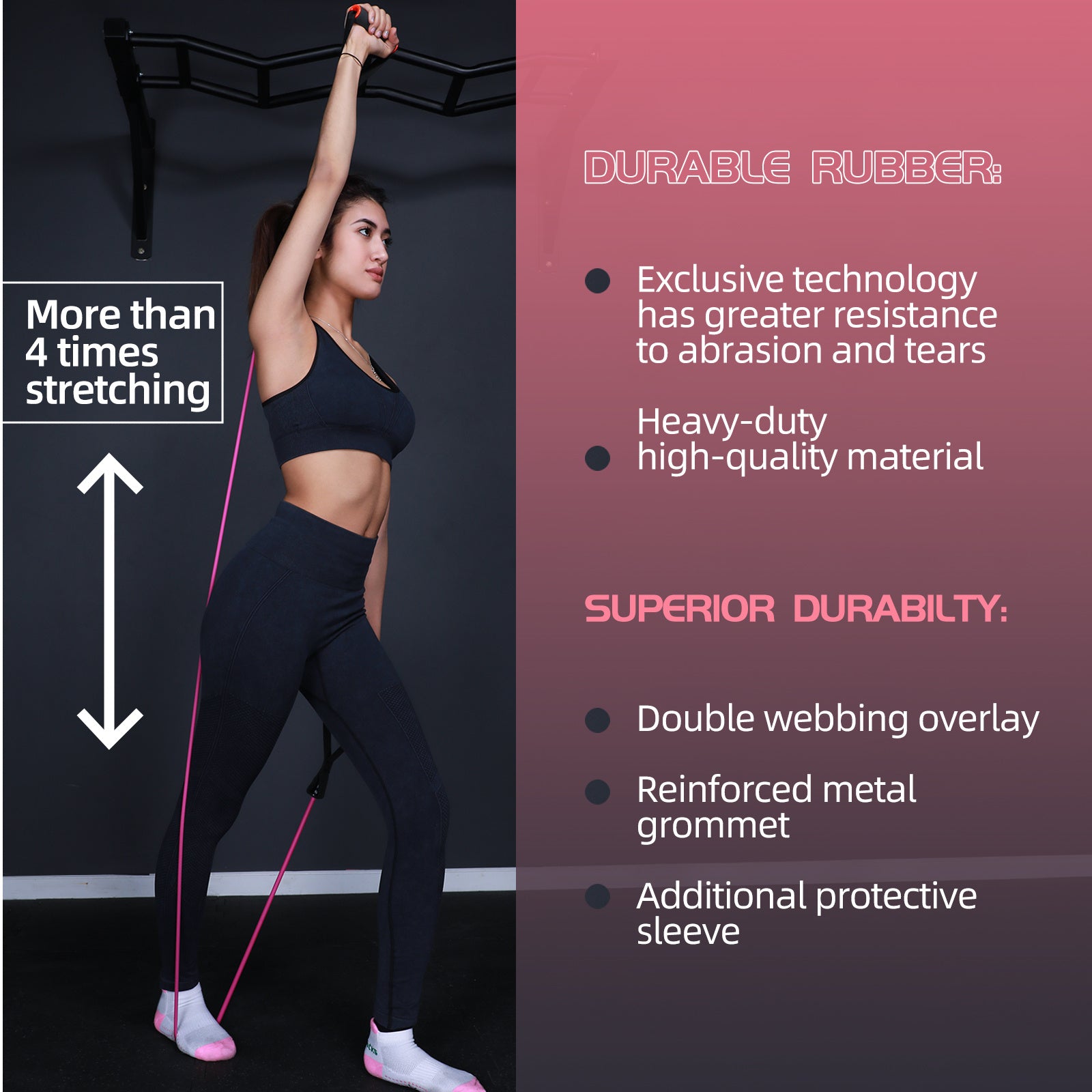High Quality Latex Resistance Band With Big Handles And Door Anchor, Exercise Bands, Workout Bands, Suitable For Fitness Strength Training, Yoga, Pilates, Home Gym
