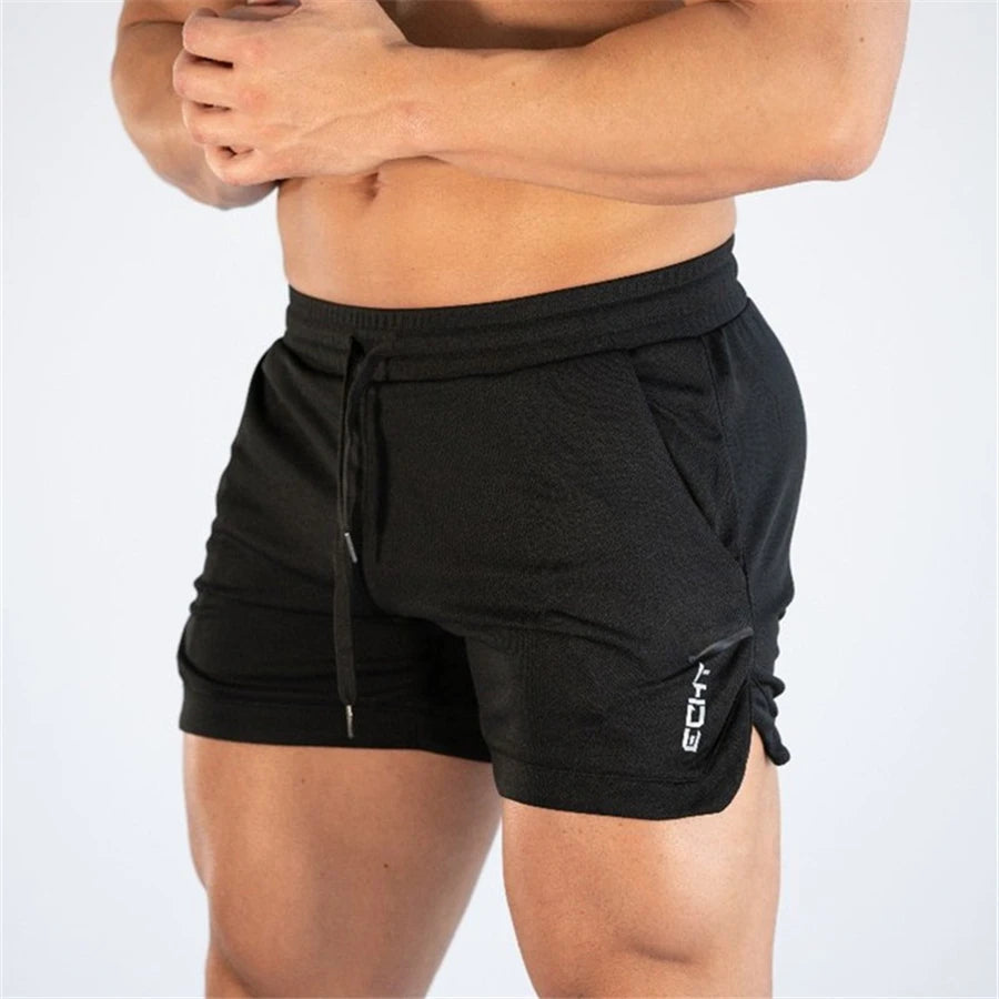 Hommes Fitness musculation Shorts homme été gymnases entraînement mâle respirant maille séchage rapide plage pantalons courts survêtement vêtements de sport