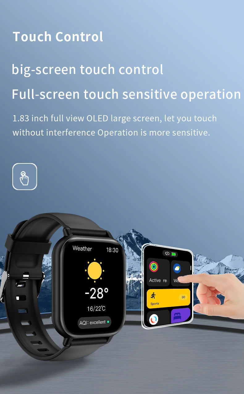 G.L Wear 2025 nouvelle montre intelligente 1.83 "écran HD plusieurs Modes de sport Bluetooth appel sport santé Smartwatch hommes femmes