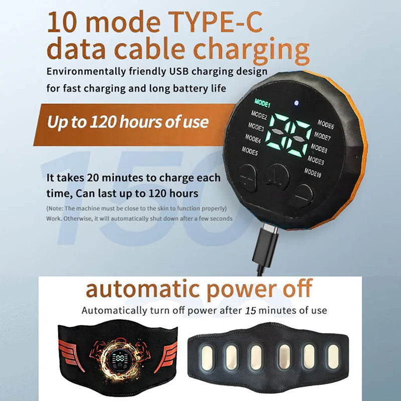 Toner musculaire intelligent EMS, stimulateur musculaire, ceinture de tonification abdominale, Recharge USB, masseur corporel, équipement de perte de poids, livraison directe