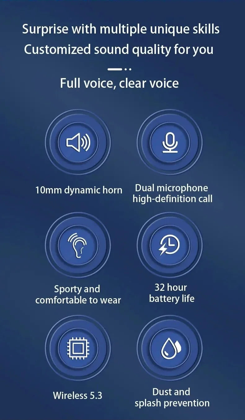 Original TWS Wireless Earphones, Ear Hook, Waterproof, Stereo, With Mic