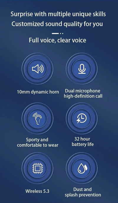 Original TWS Wireless Earphones, Ear Hook, Waterproof, Stereo, With Mic