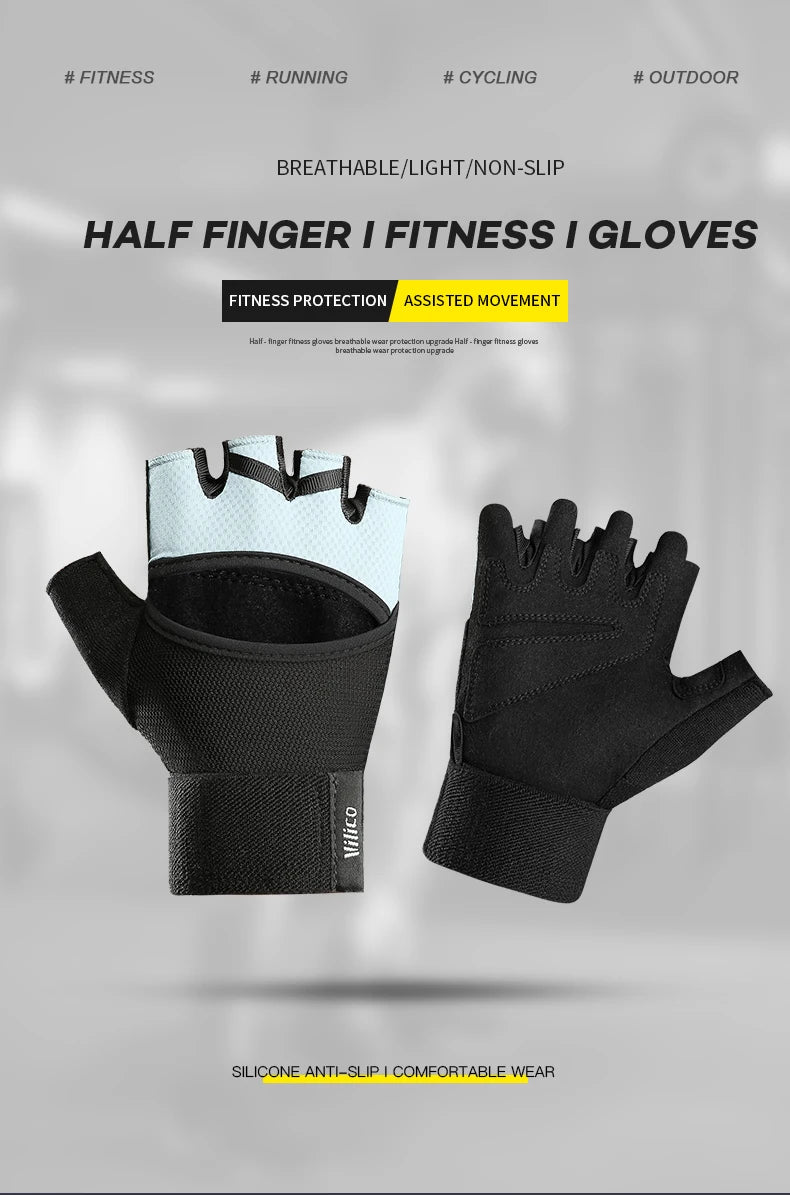 1 paire de gants d'entraînement pour hommes et femmes, gymnastique, levage, Fitness, exercices d'escalade, ceinture de poignet, absorbe les chocs, coussin en mousse, paume Crossfit