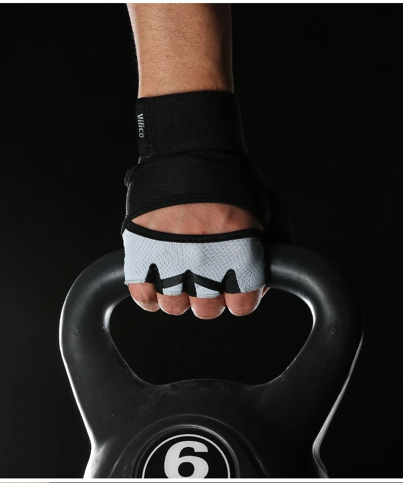 1 paire de gants d'entraînement pour hommes et femmes, gymnastique, levage, Fitness, exercices d'escalade, ceinture de poignet, absorbe les chocs, coussin en mousse, paume Crossfit