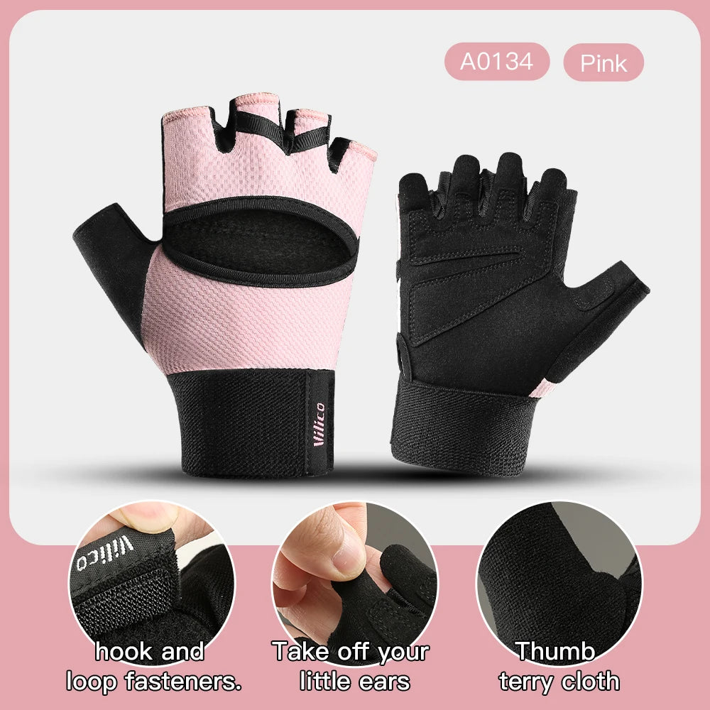 1 paire de gants d'entraînement pour hommes et femmes, gymnastique, levage, Fitness, exercices d'escalade, ceinture de poignet, absorbe les chocs, coussin en mousse, paume Crossfit