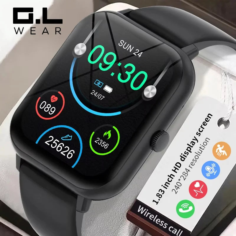 G.L Wear 2025 nouvelle montre intelligente 1.83 "écran HD plusieurs Modes de sport Bluetooth appel sport santé Smartwatch hommes femmes