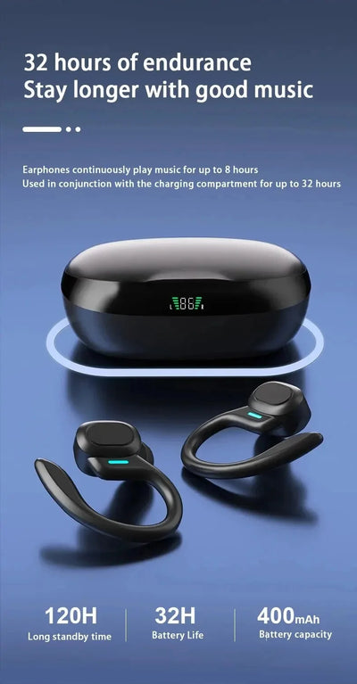 Original TWS Wireless Earphones, Ear Hook, Waterproof, Stereo, With Mic