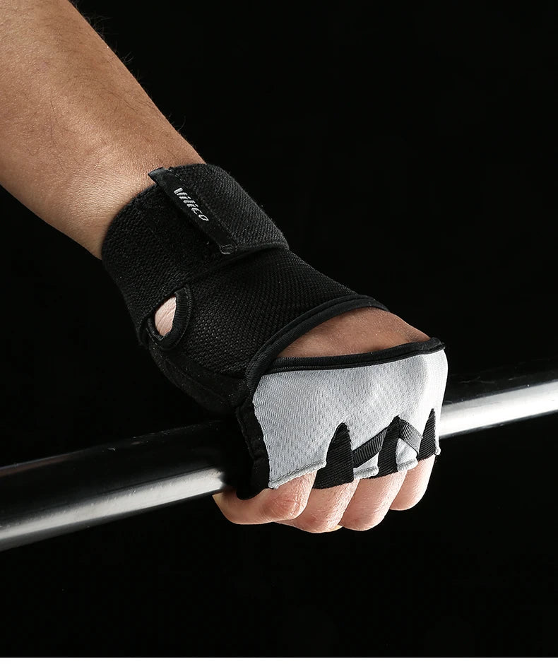 1 paire de gants d'entraînement pour hommes et femmes, gymnastique, levage, Fitness, exercices d'escalade, ceinture de poignet, absorbe les chocs, coussin en mousse, paume Crossfit