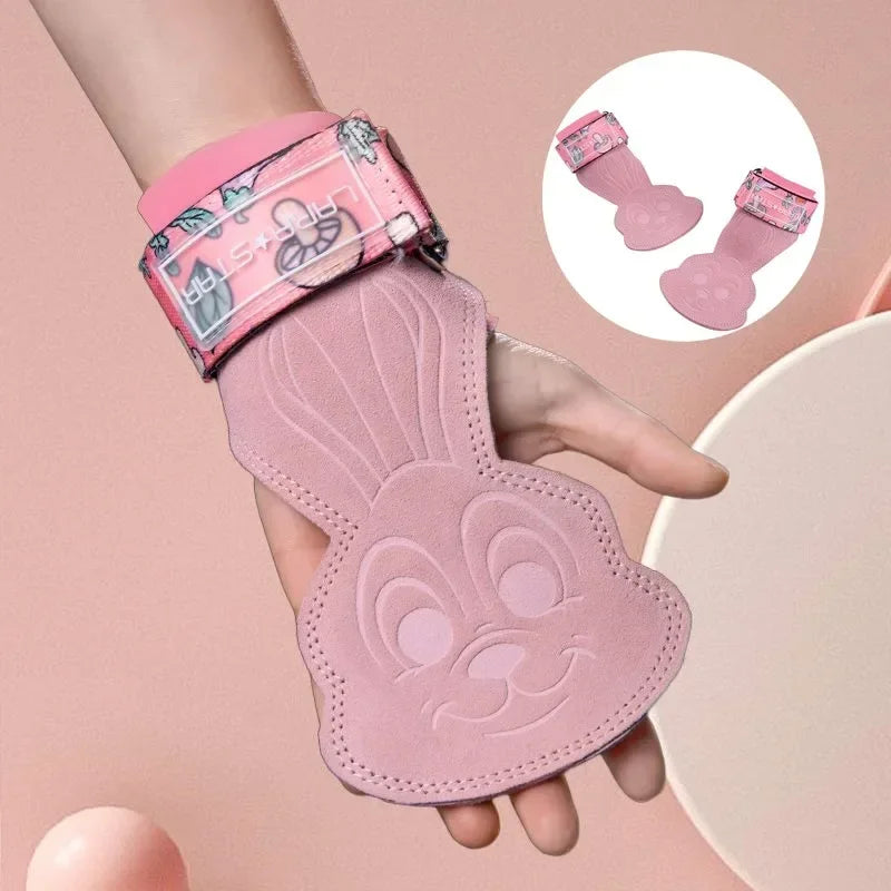Gants de fitness pour haltérophilie pour femmes, motif lapin, protecteur de l'hypothèse, deadlifts, musculation, banc côtelé, sangles de poignet de presse
