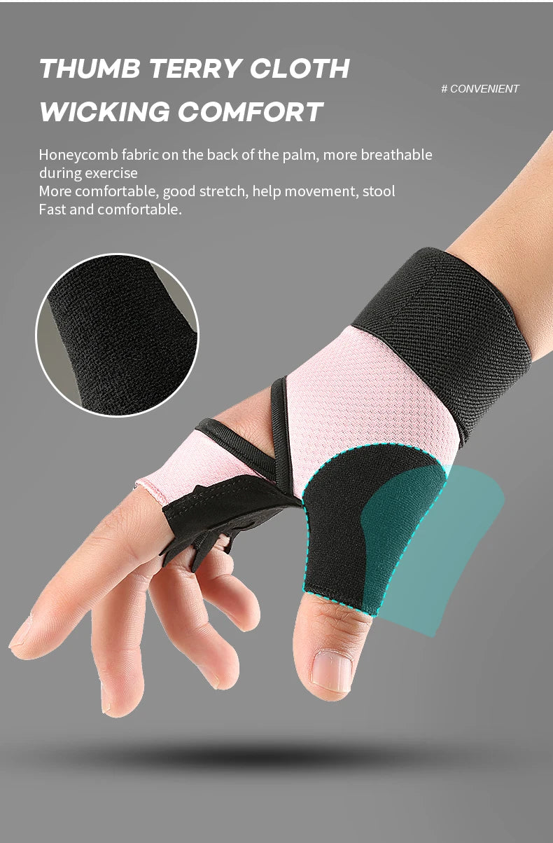 1 paire de gants d'entraînement pour hommes et femmes, gymnastique, levage, Fitness, exercices d'escalade, ceinture de poignet, absorbe les chocs, coussin en mousse, paume Crossfit