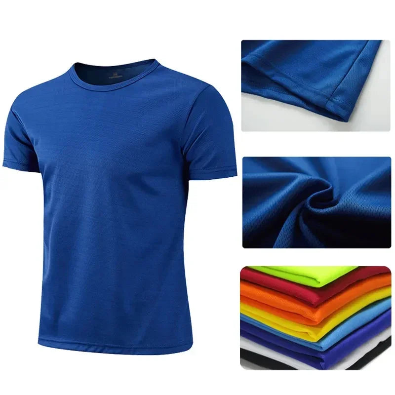 5 pièces ensemble hommes T-Shirt survêtement été décontracté séchage rapide Fitness jogging à manches courtes hommes maillots offres spéciales dessus de couleur unie