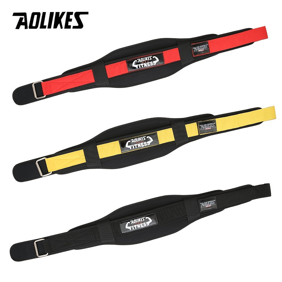 [Heavy Duty Weightlifting Belt] Aolikes Heavy Duty Adjustable Weightlifting Belt for Men & Women - Pull-On Closure, Breathable Mesh, Ergonomic Design for Squats, Deadlifts, Gym Training - Black/Red/Yellow, Core Support, Sleek