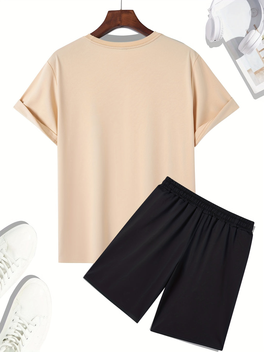 Men's Outfit Set, Palm Tree Graphic Tee & Drawstring Shorts, Teenager 2 In 1 Sports Wear For Gym Workout Jogging